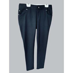 TORY BURCH LADIES DESIGNER BLACK ZIP FRONT 5 POCKET DESIGN LONG PANTS EUC XS